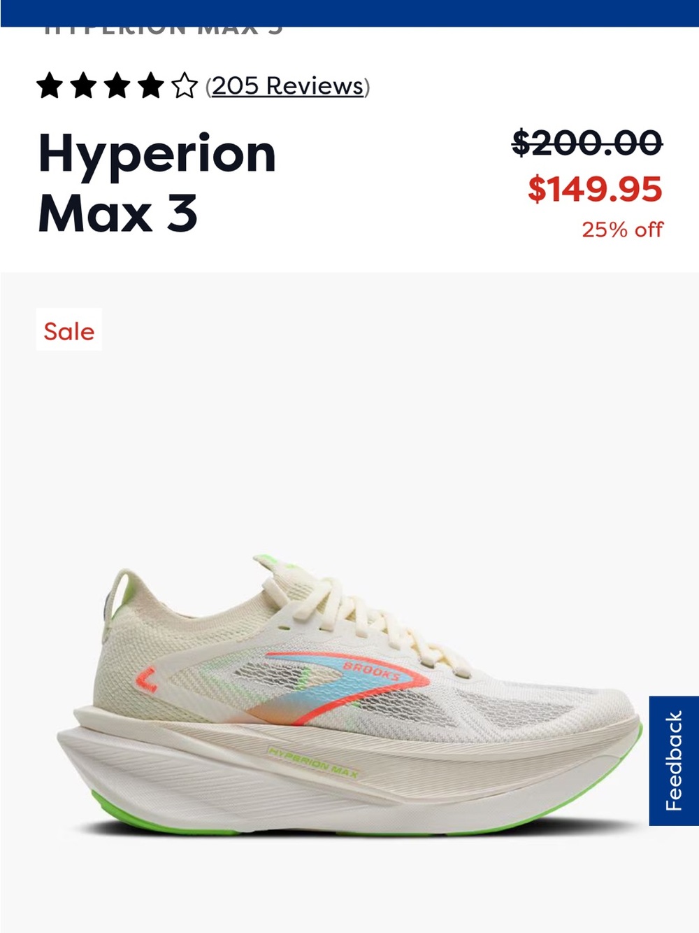 Brooks Hyperion Max 3 Women's Running Shoe - Cream with Green & Coral Accents